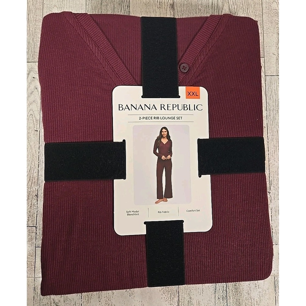 Banana Republic Womens Rib Lounge Set XXL 2pc Soft Modal Blend Red Maroon NEW